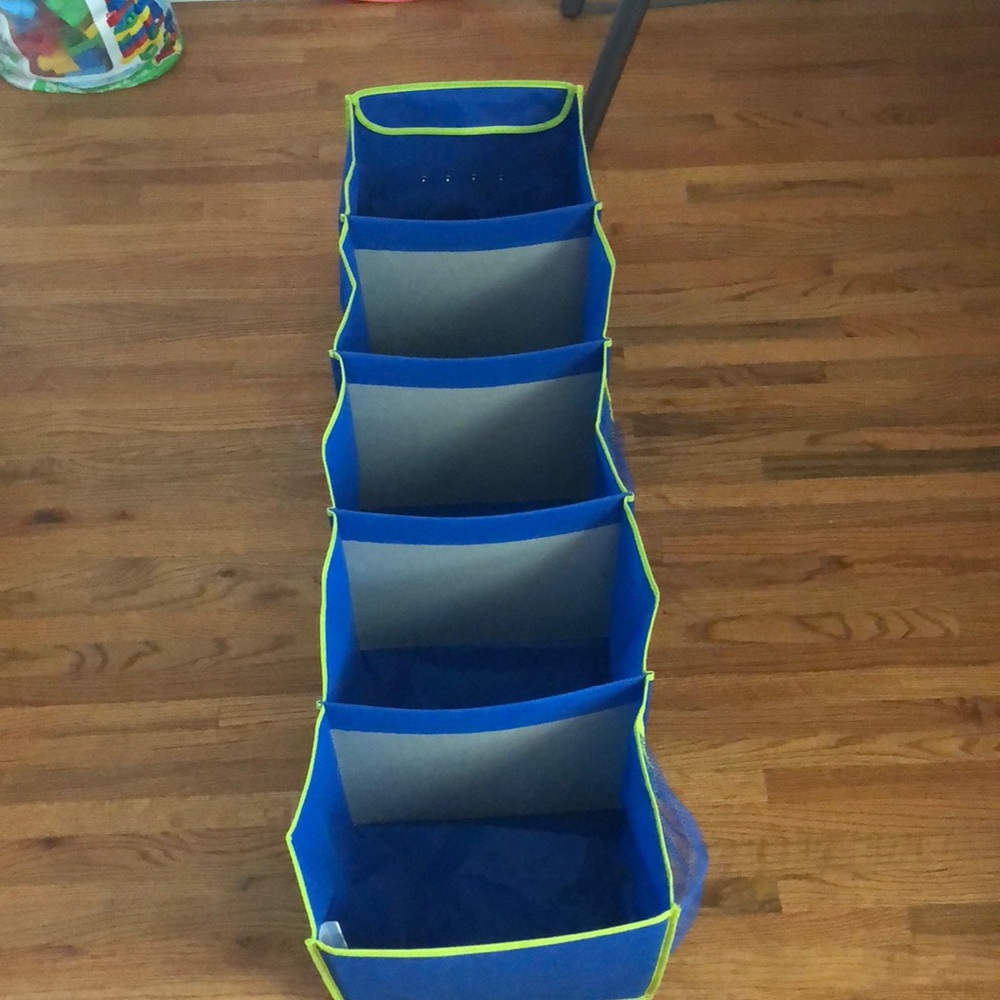 Blue and Green 5 Section Hanging Closet Organizer